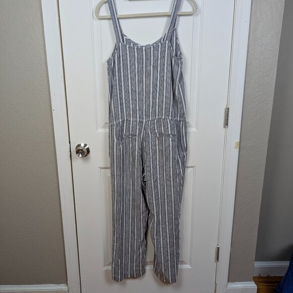 Rails | Gray White Striped Sleeveless Linen Jumpsuit Size Small - Picture 2 of 10